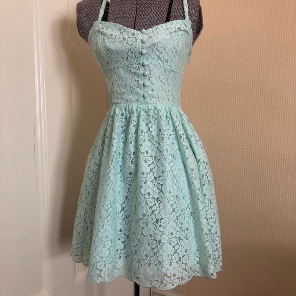 Talula Debutante lace dress in mint - Picture 1 of 10